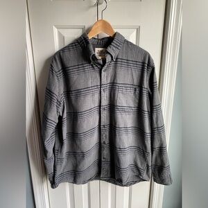 Lands End Blake Shelton Mens Gray Plaid Flannel Long Sleeve Shirt Size Large